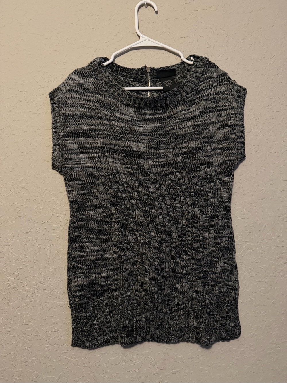 Marled Gray Short-Sleeve Crewneck Sweater